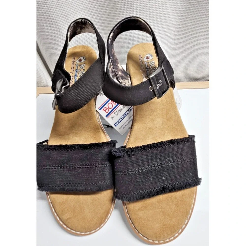 NWT‎ BOBS DESERT KISS adobe princess strappy sandals black textile woman US9.5